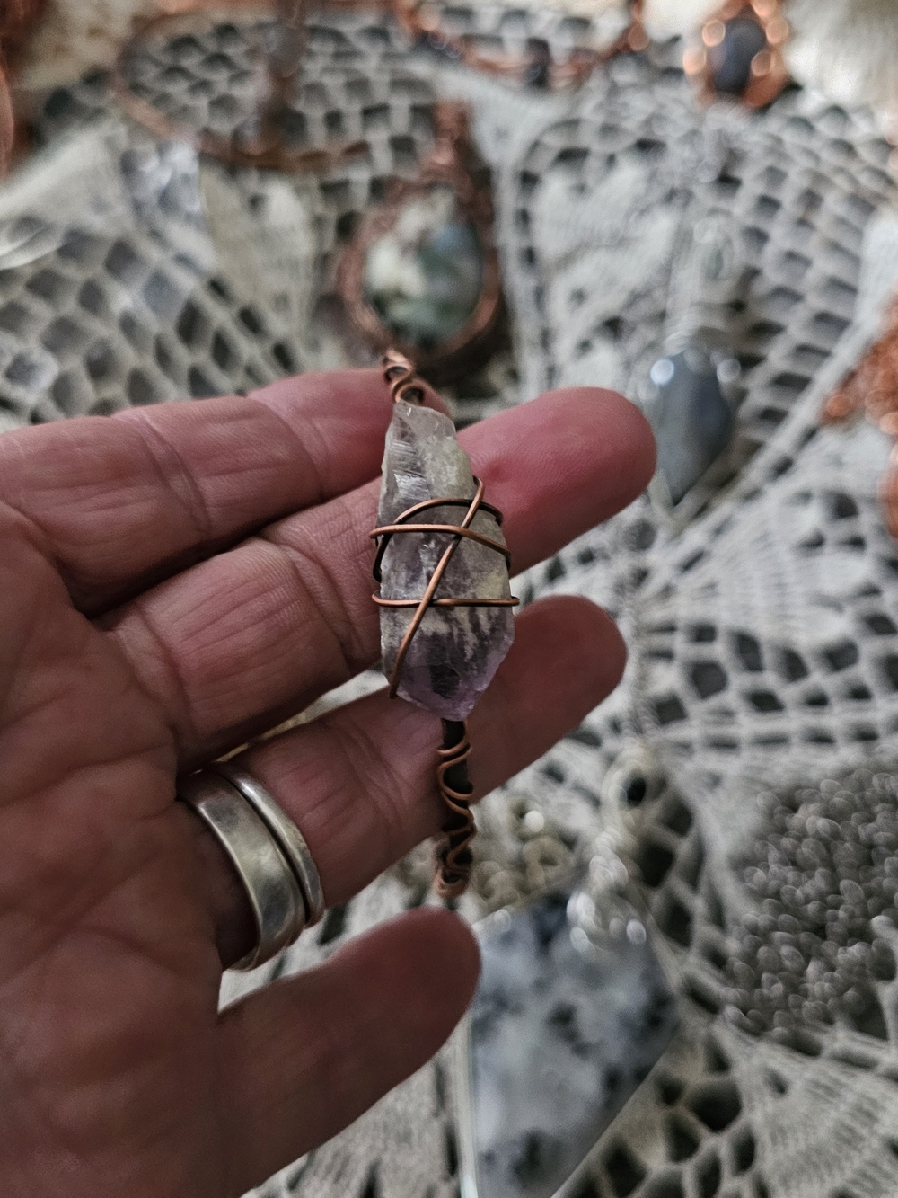 Handcrafted Copper Wire Wrapped AMETHYST Bracelet(196)